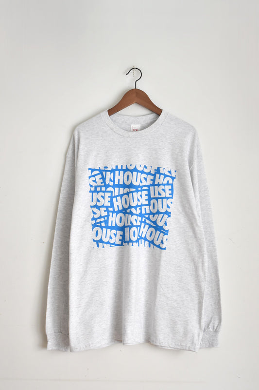 「O.K.」 ”HOUSE STICKER” L/S tee -gray/blue-