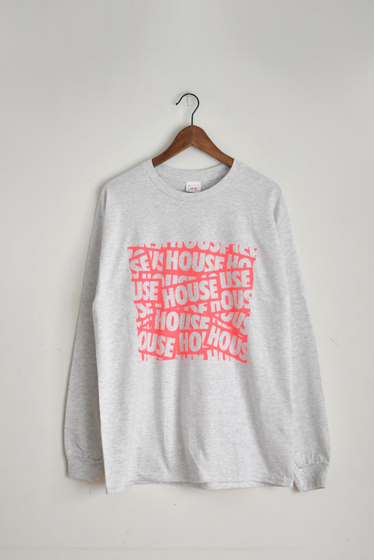「O.K.」 ”HOUSE STICKER” L/S tee -gray/pink-
