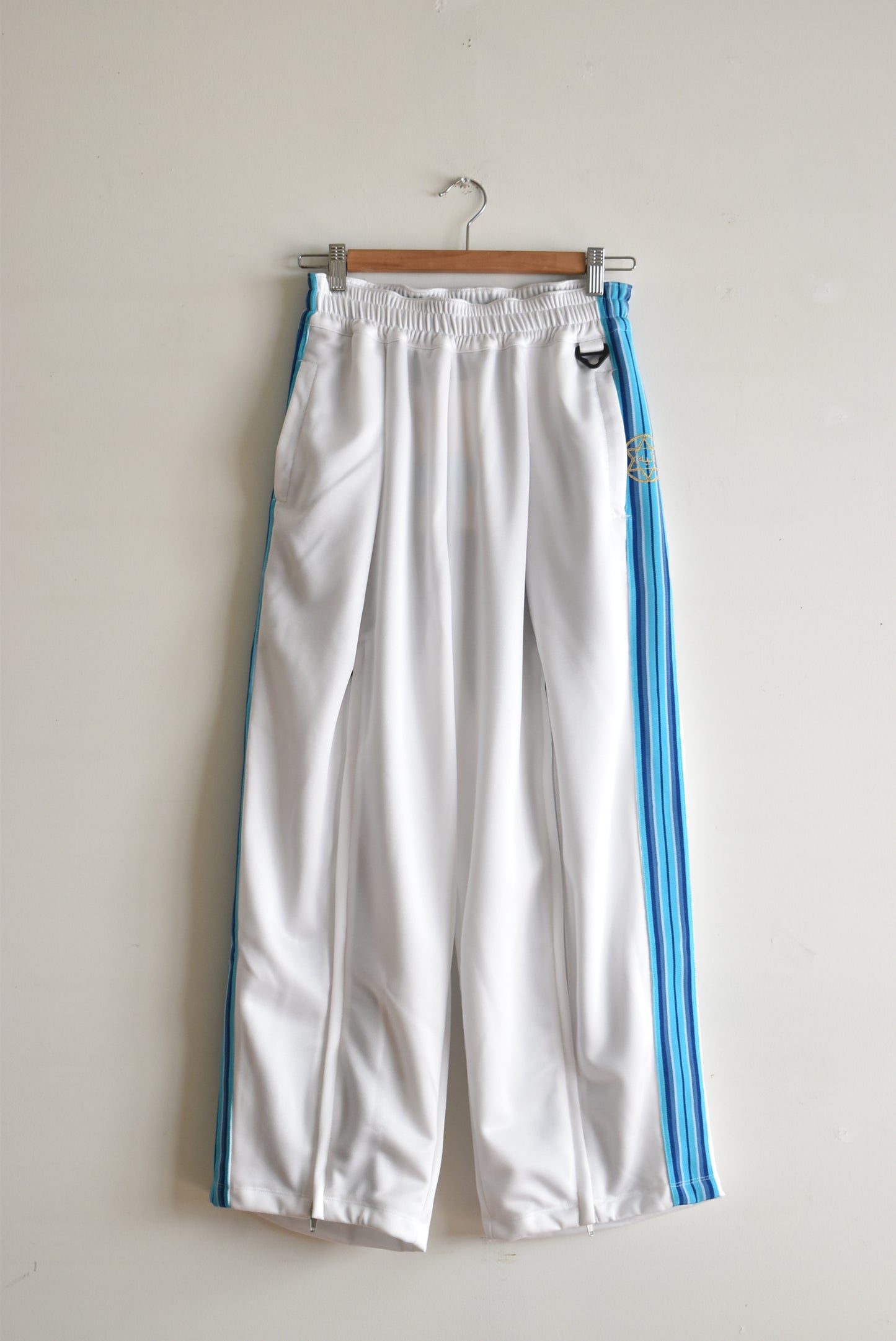 「leh」zip wide track pants -white-