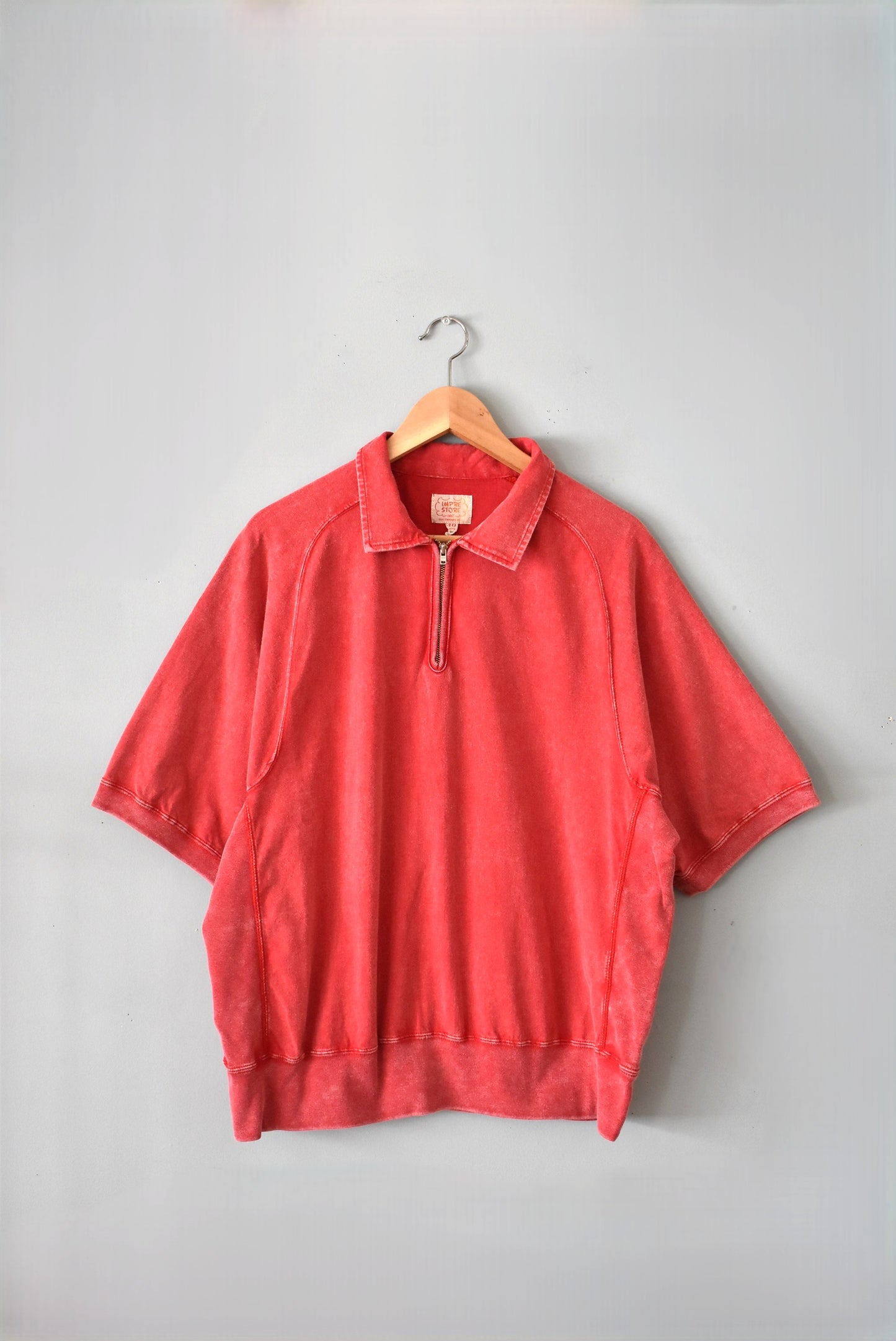 「imprestore」short sleeve half zip polo -red-