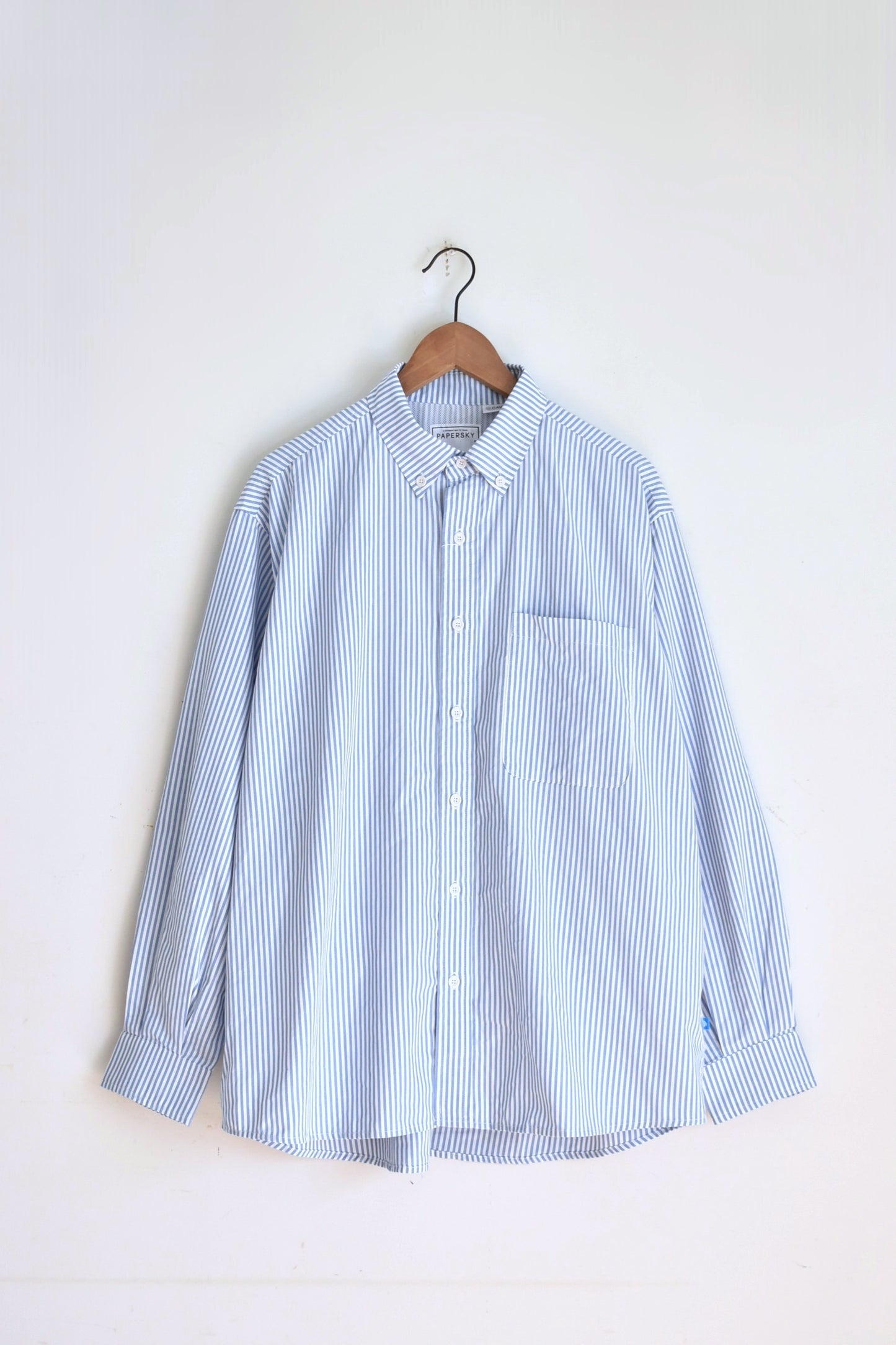 「PAPERSKY」HIKE&BIKE CAVE big stripe shirts -sax-