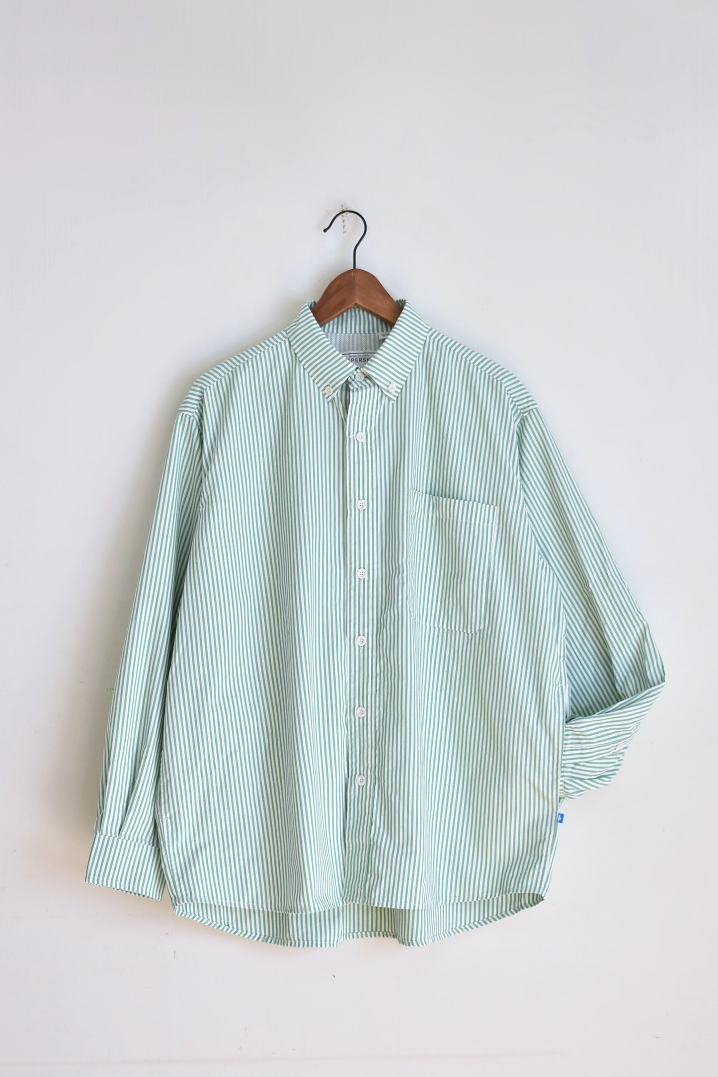 「PAPERSKY」HIKE&BIKE CAVE big stripe shirts -green-