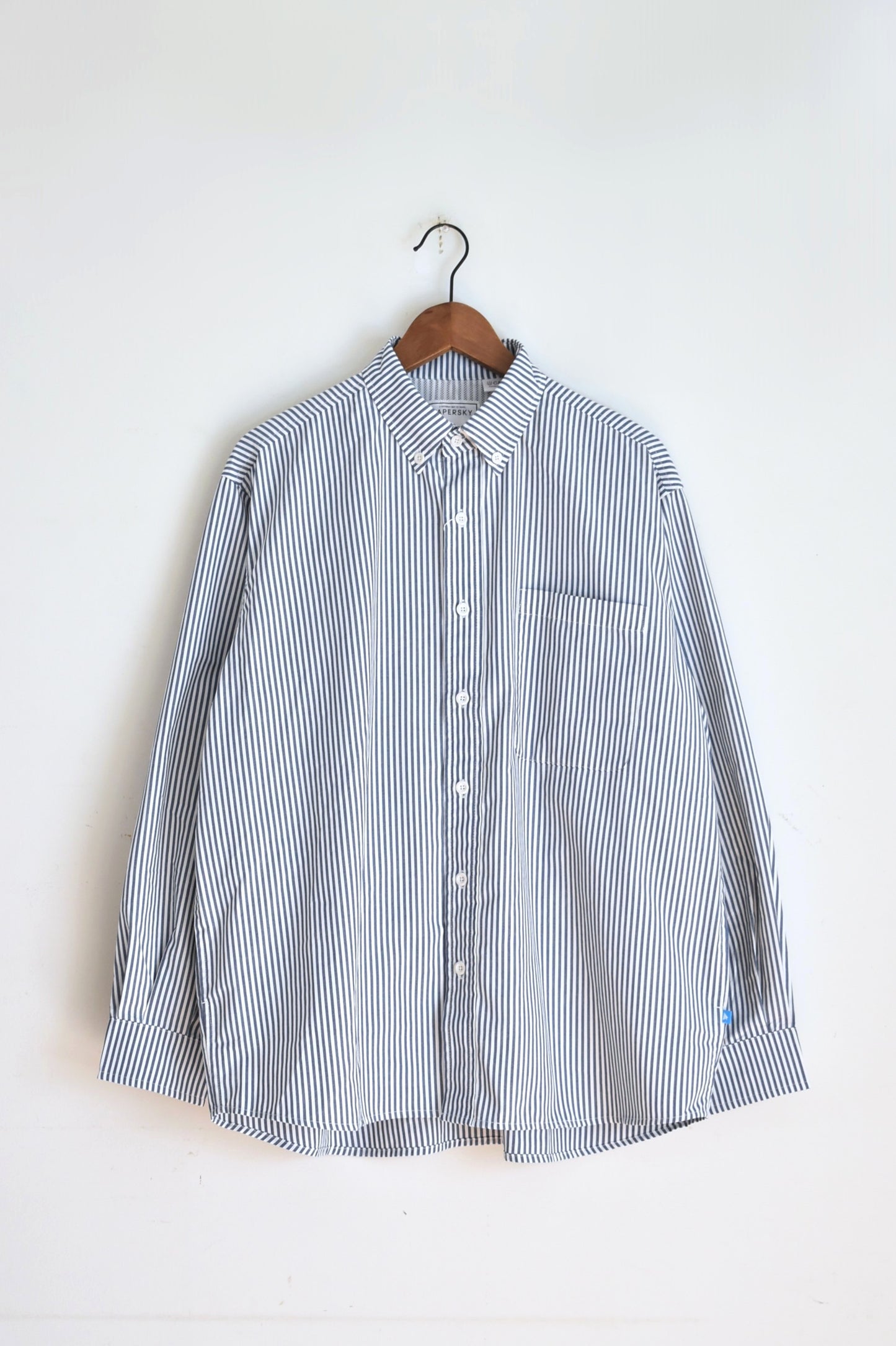 「PAPERSKY」HIKE&BIKE CAVE big stripe shirts -navy-