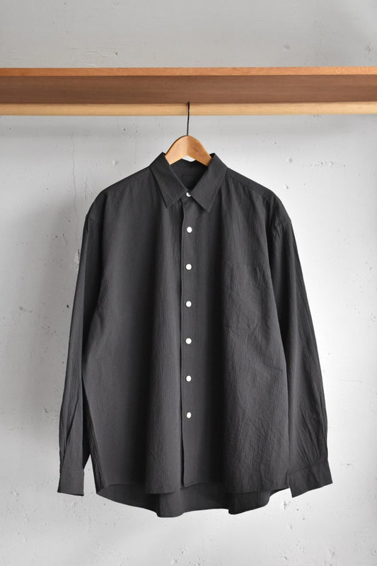 「maillot」oraganic pin check regular shirt -brown check-