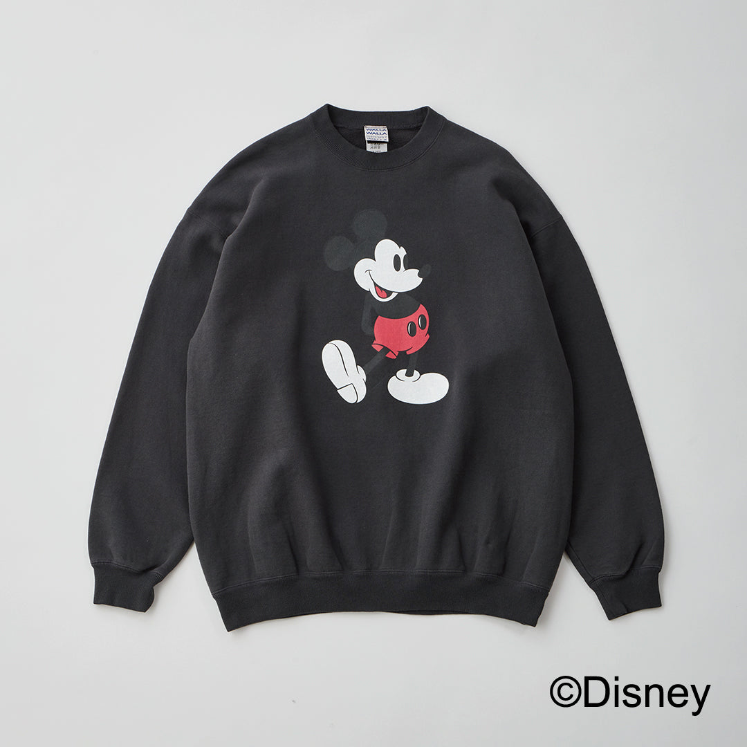 「walla walla sport」printed crew sweat -MICKEY MOUSE- used black