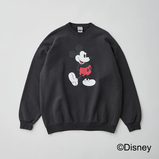 「walla walla sport」printed crew sweat -MICKEY MOUSE- used black