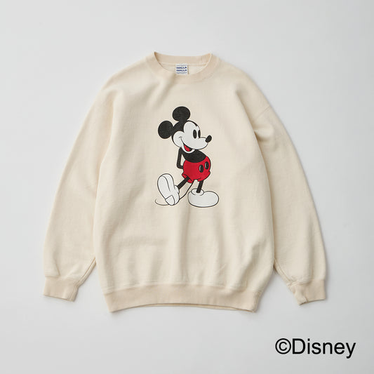「walla walla sport」printed crew sweat -MICKEY MOUSE- ivory