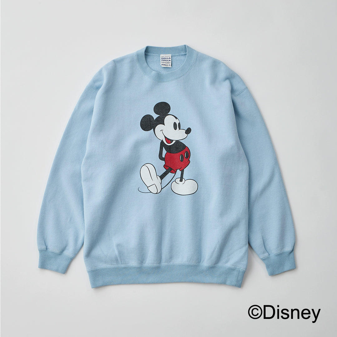 「walla walla sport」printed crew sweat -MICKEY MOUSE- sky blue