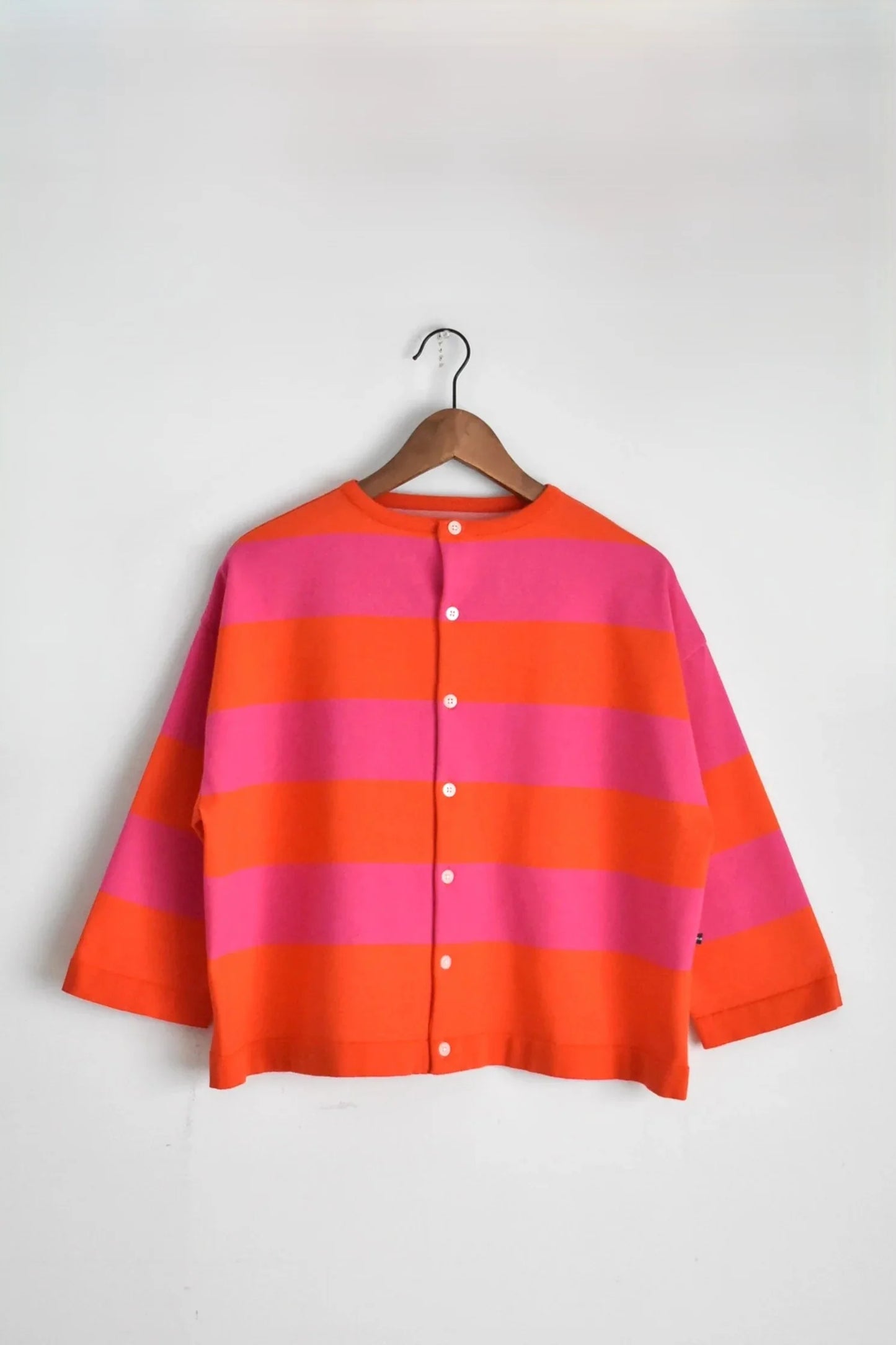 「maillot」wide border 2way cardigan -orange/pink-